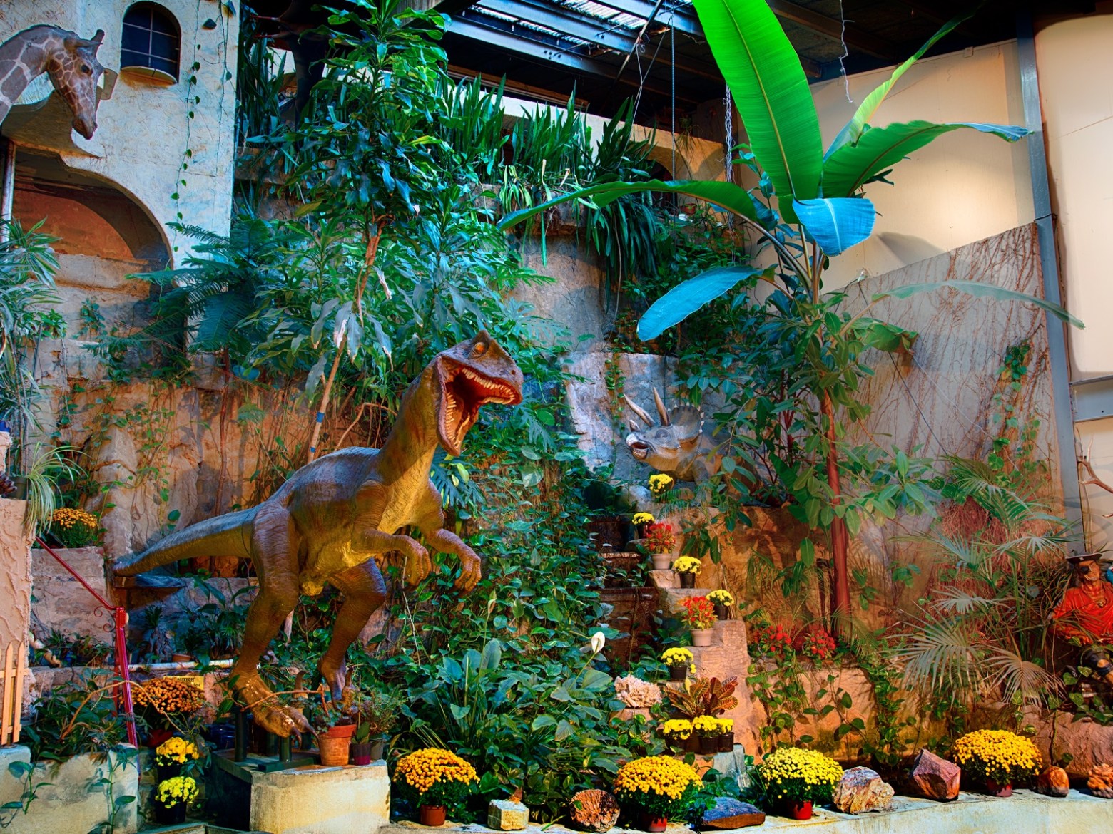 a painting in a garden